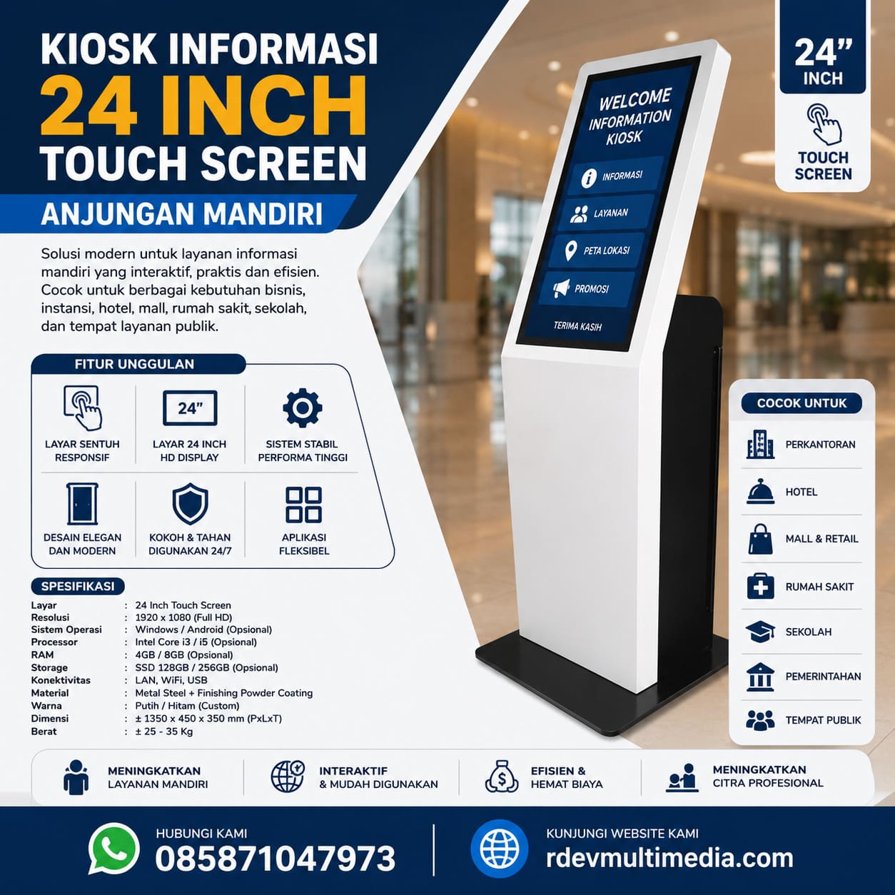 Kiosk Informasi 24 Inch (Anjungan Mandiri)