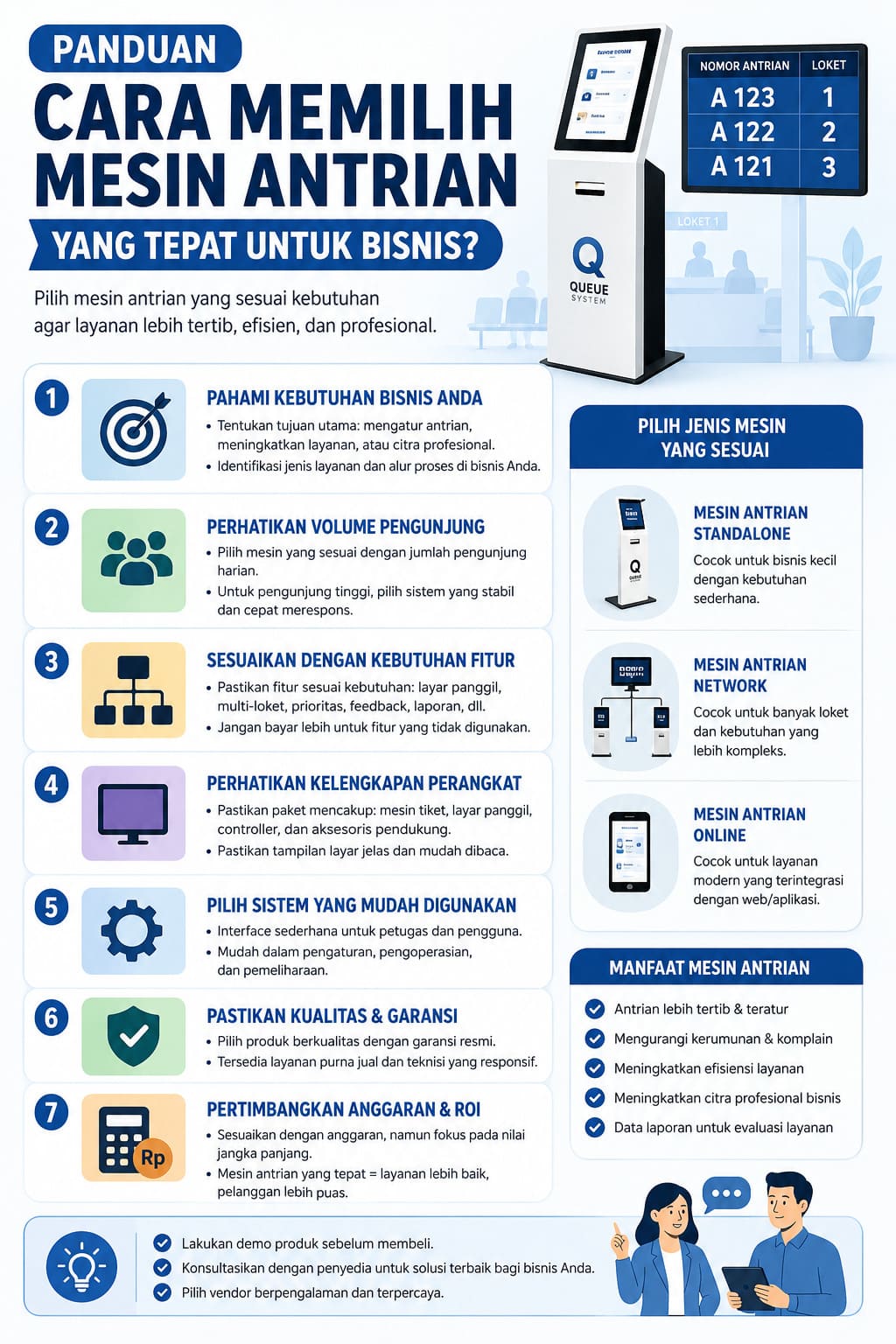 Panduan cara memilih mesin antrian yang tepat untuk bisnis