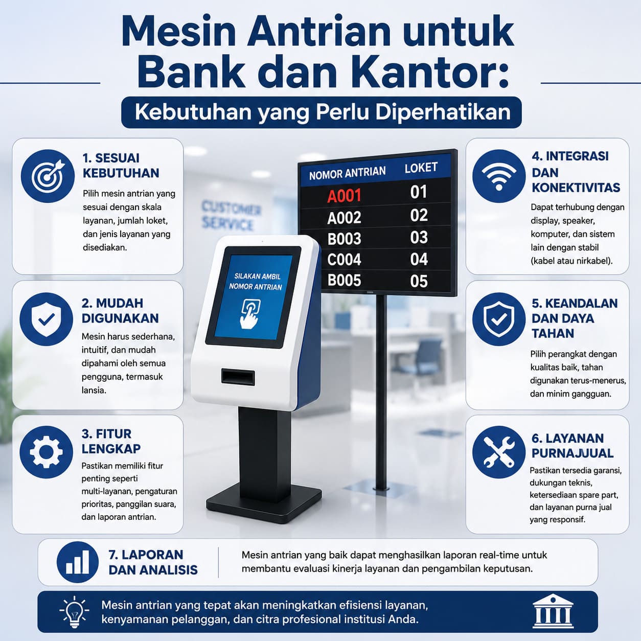Mesin antrian untuk bank dan kantor pemerintah dengan multi layanan